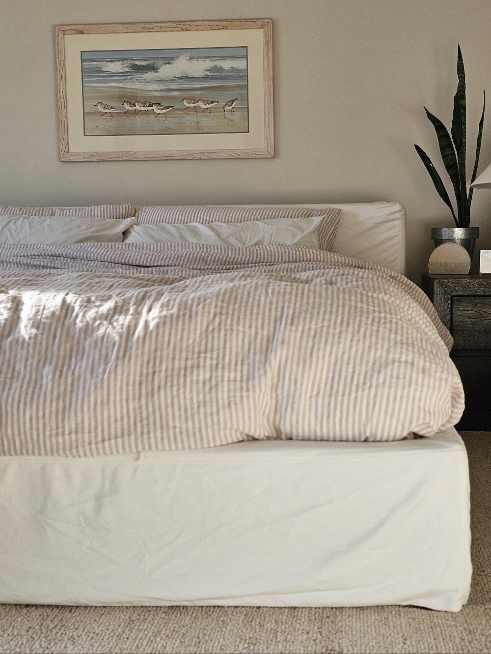 Brooklinen 100% Linen Oxford Stripe Oat Chambray Duvet Cover & Shams Set KING
